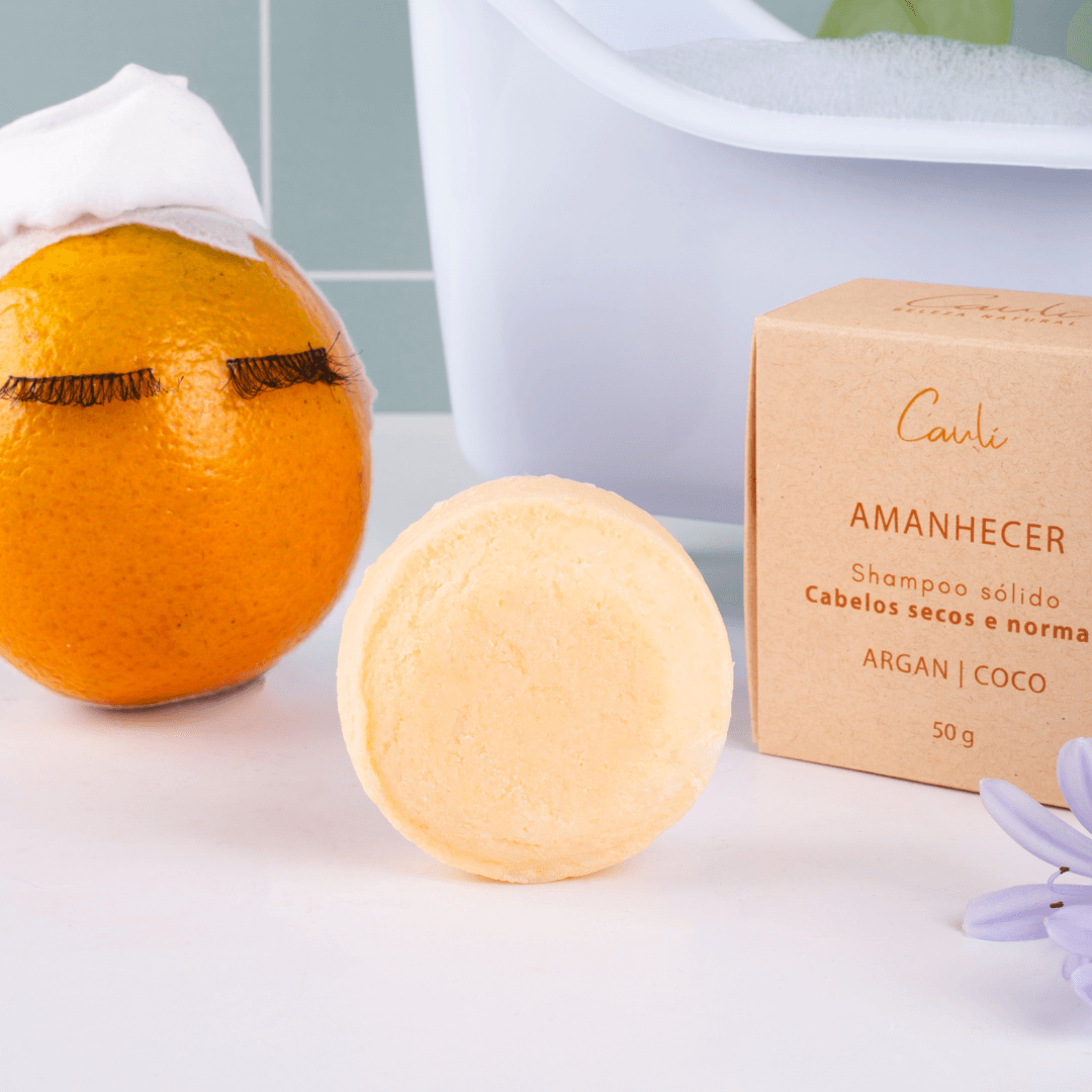 Shampoo Sólido em barra natural Amanhecer óleo de argan- Cabelos Normais/Secos - 50g - Caulí Beleza Natural detalhe