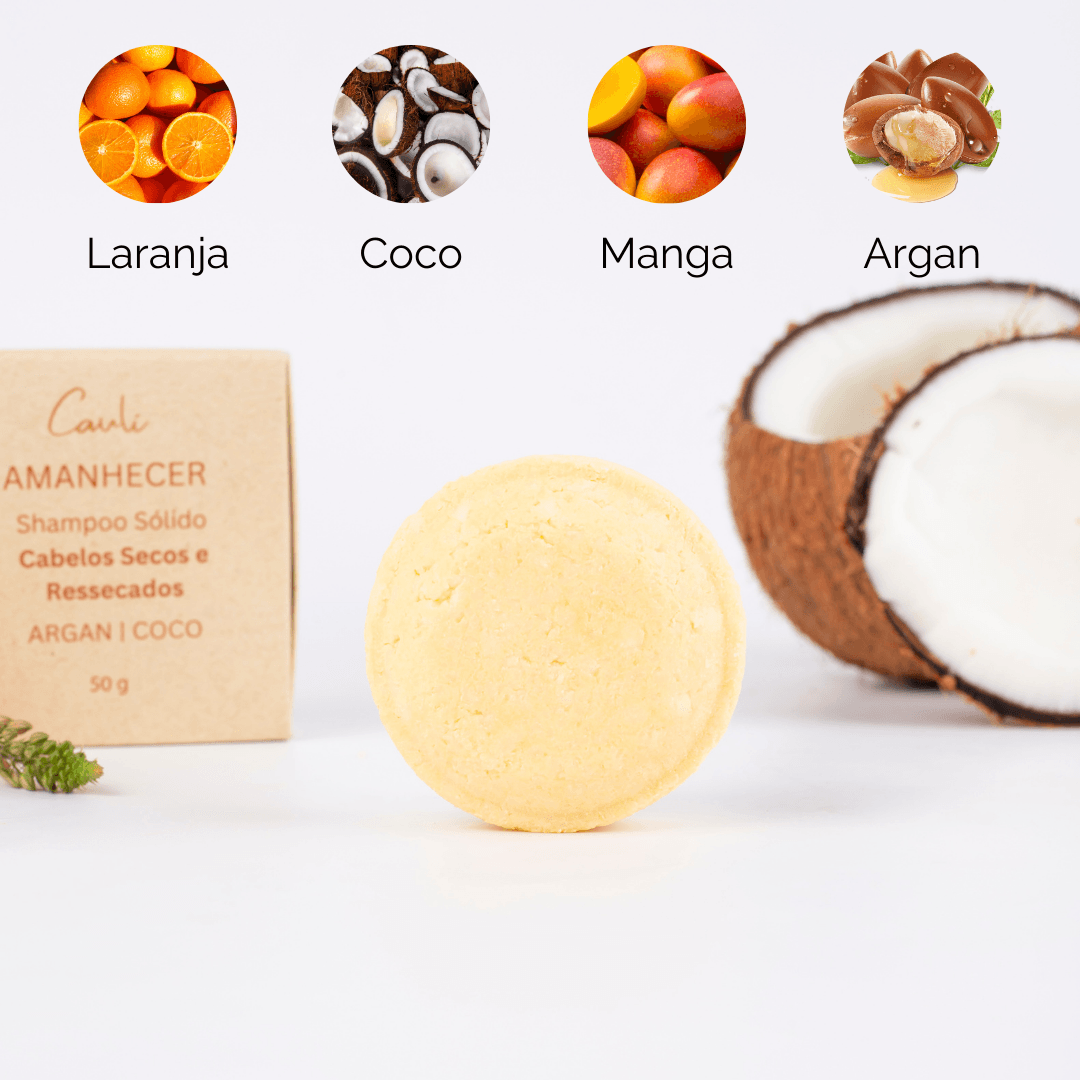 Shampoo Sólido em barra natural Amanhecer óleo de argan- Cabelos Normais/Secos - 50g - Caulí Beleza Natural frente