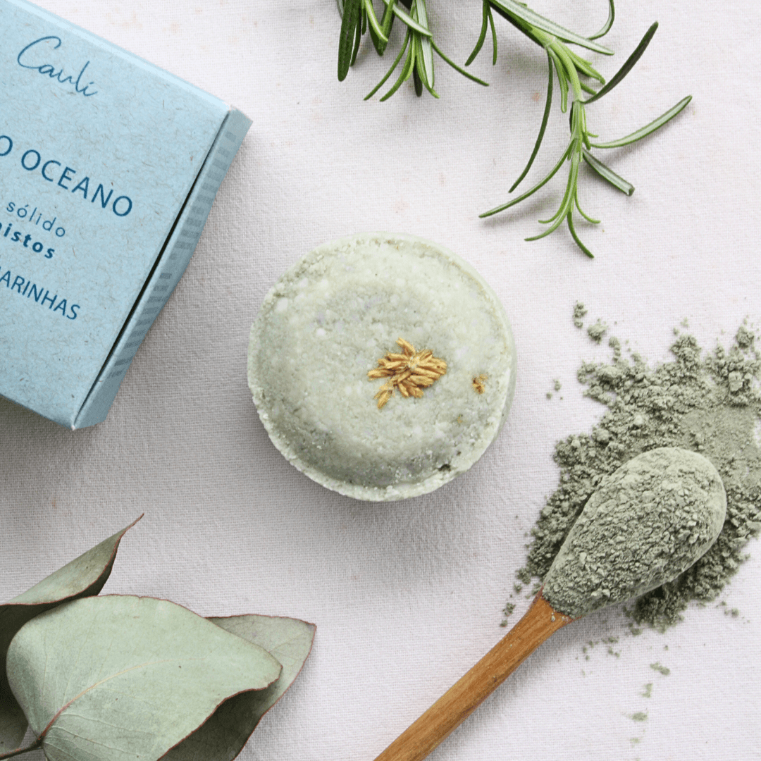 Shampoo Sólido em barra natural argila e óleo de alecrim Onda do Oceano - Cabelos Normais - 50g - Caulí Beleza Natural lado