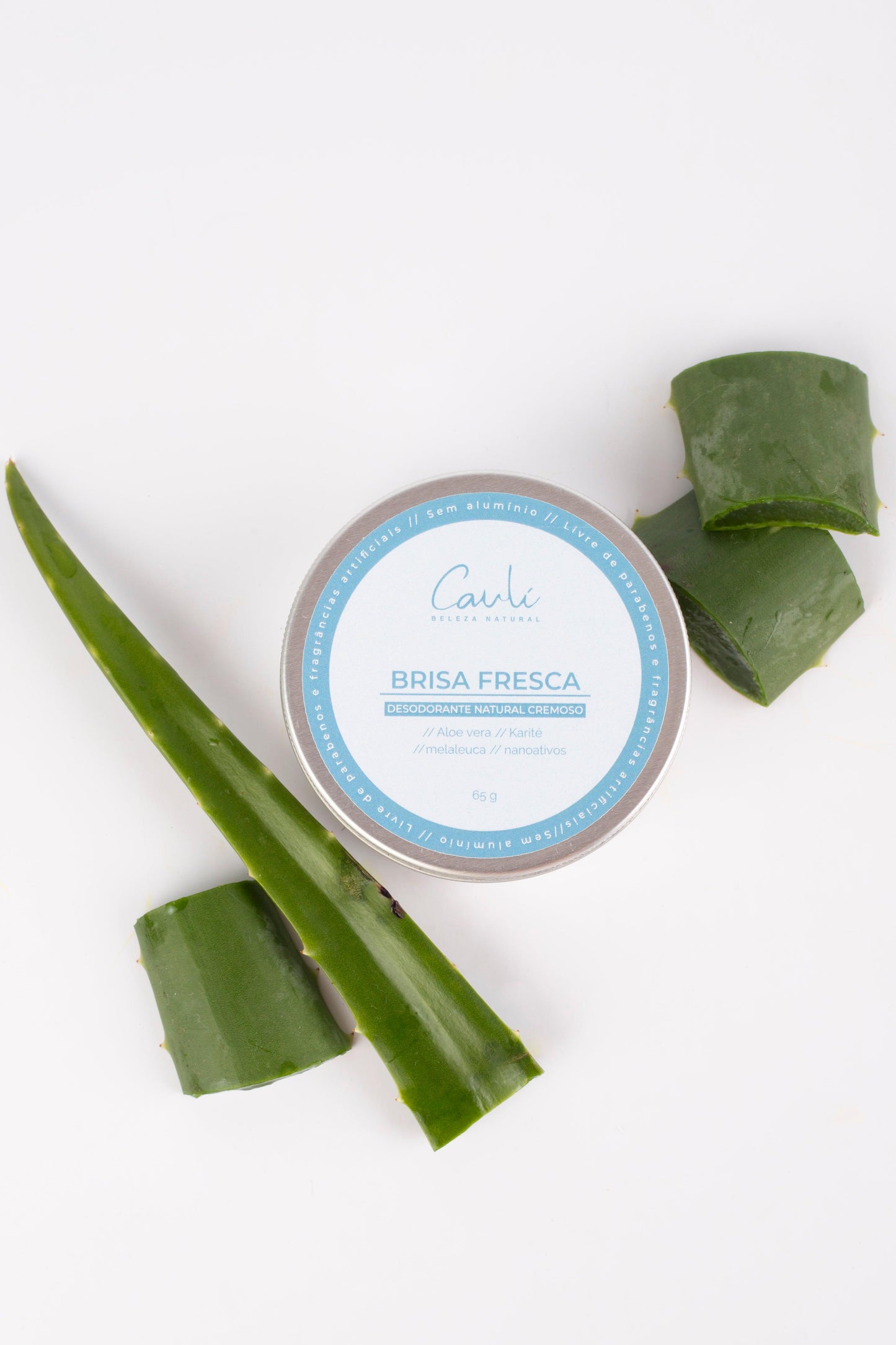 Desdorante Natural Cremoso Desodorante sem alumínio Brisa Fresca - 65g - Caulí Beleza Natural detalhe